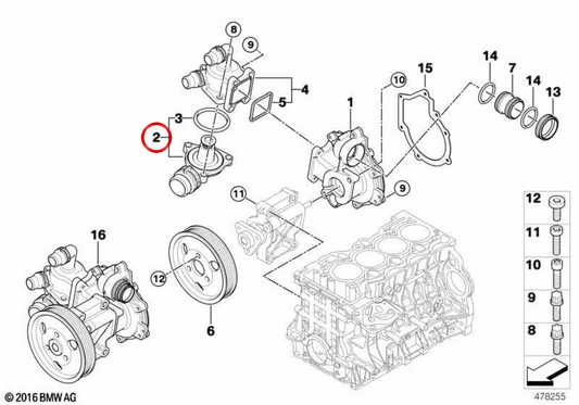 Thermostat Oem 11517500597 for BMW E81, E87, E46, E90. Original BMW.