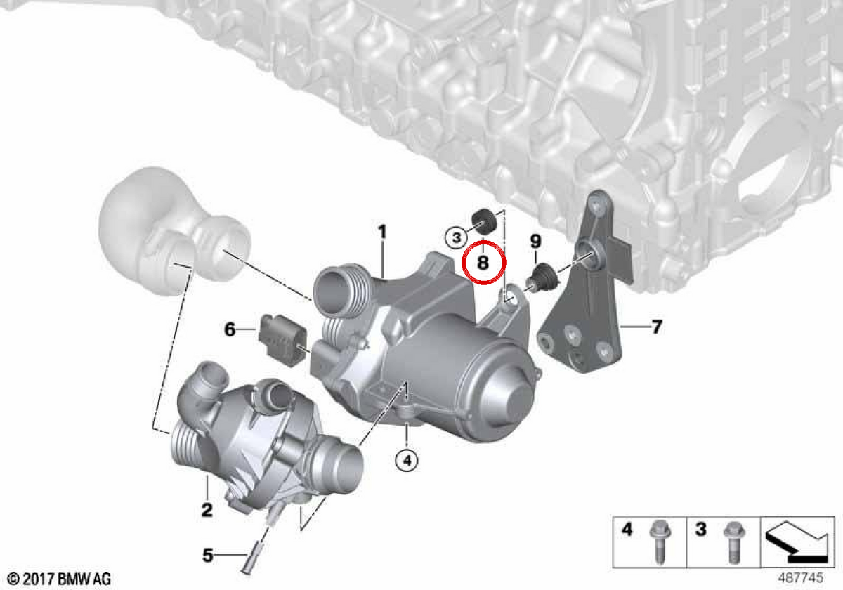 Amortecedor de borracha OEM 11517529473 para BMW E81, E82, E87, E88, E90, E91, E92, E93, E60, E61, F10, E63, E64, E65, E66, E84, E83, E70, E85, E86, E89. BMW genuíno.