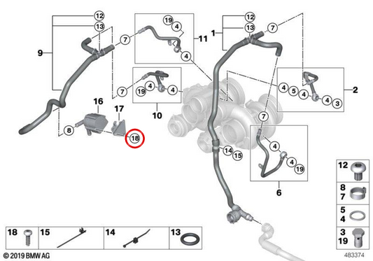 Vis de tête Avellanada OEM 11517593459 pour BMW F01, F02, F04, E70, E71, E72. BMW d'origine.