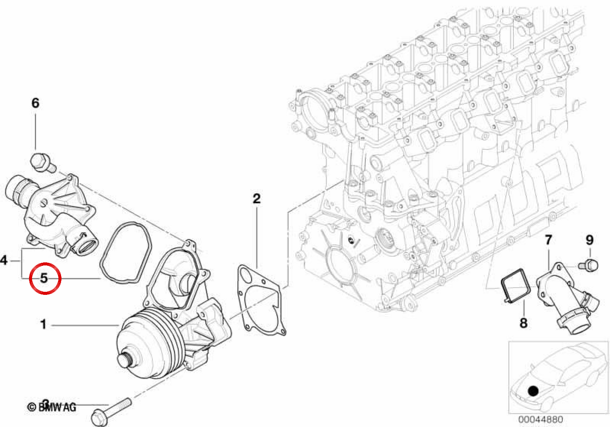 Junta de perfil de bomba de agua OEM 11517787692 para BMW E87, E46, E90, E91, E92, E93, E39, E60, E61, E63, E64, E38, E65, E66, E83, E53, E70, E71. BMW d'origine.
