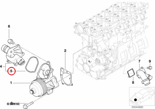 Junta de perfil de bomba de agua OEM 11517787692 para BMW E87, E46, E90, E91, E92, E93, E39, E60, E61, E63, E64, E38, E65, E66, E83, E53, E70, E71. BMW originale.