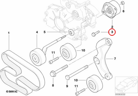 Torx screw with collar OEM 11517789351 for BMW E87, E46, E90, E60, E39, X5 E53... and more. Genuine BMW.