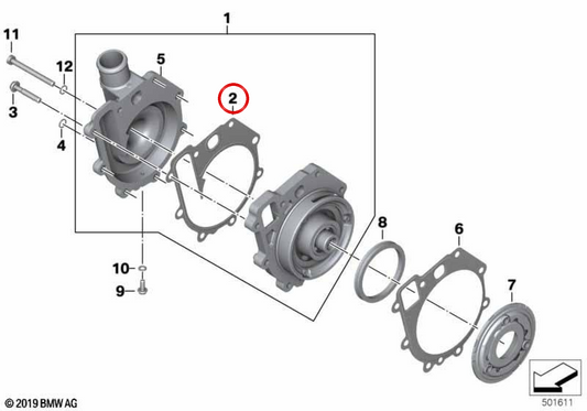Dichtung für Pumpendeckel der Wasserpumpe OEM 11518561949 für BMW Motorrad F 750 GS, F 800 GS, F 850 GS, F 900 GS, F 900 R, F 900 XR… und mehr. Original BMW Motorrad.