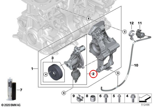 Bomba de líquido refrigerante OEM 11518638026 para BMW F20 LCI, F21 LCI, F22, F23, F30 LCI, G20, F32, G30, G11, X3 G01... y más. Original BMW.