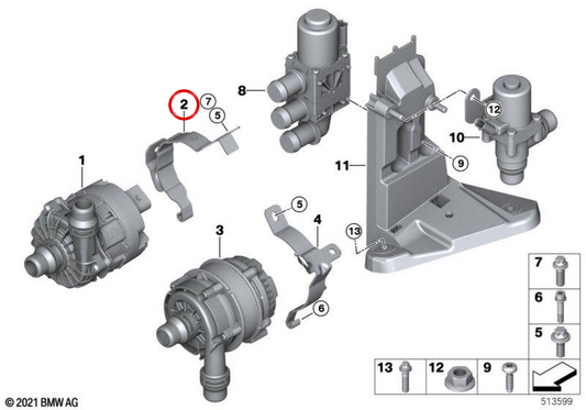 Soporte de bomba de refrigerante adicional OEM 11518740105 para BMW G08. Original BMW.