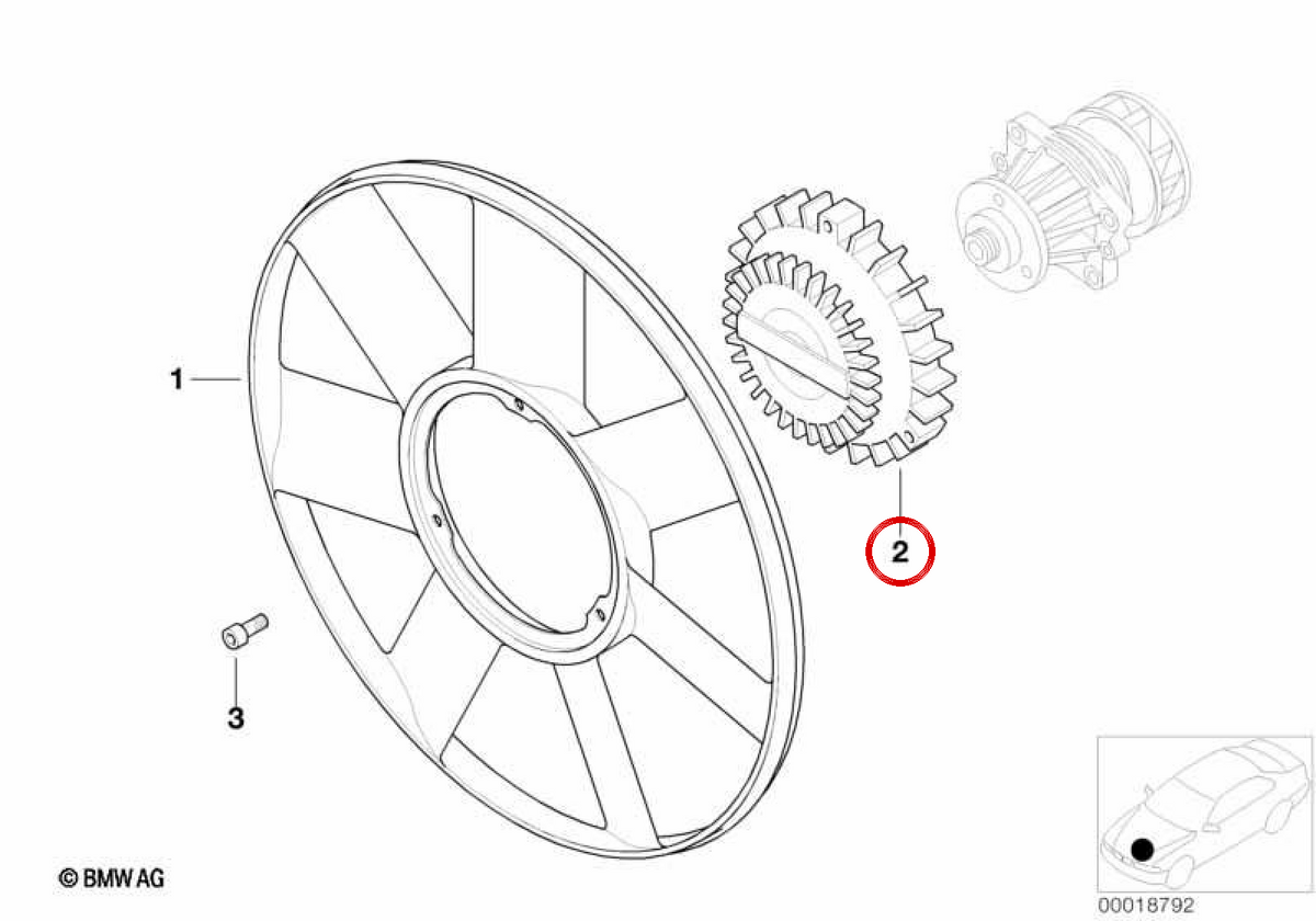 Frizione ventilatore Viscoso OEM 11522249216 per BMW E46, E39, E38, E65, E66, E53. BMW originale.