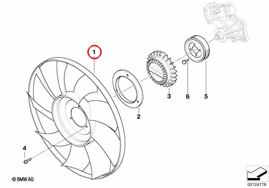 Ventilateur de réfrigération 9 ASPAS OEM 11527831932 pour BMW E52. BMW d'origine.