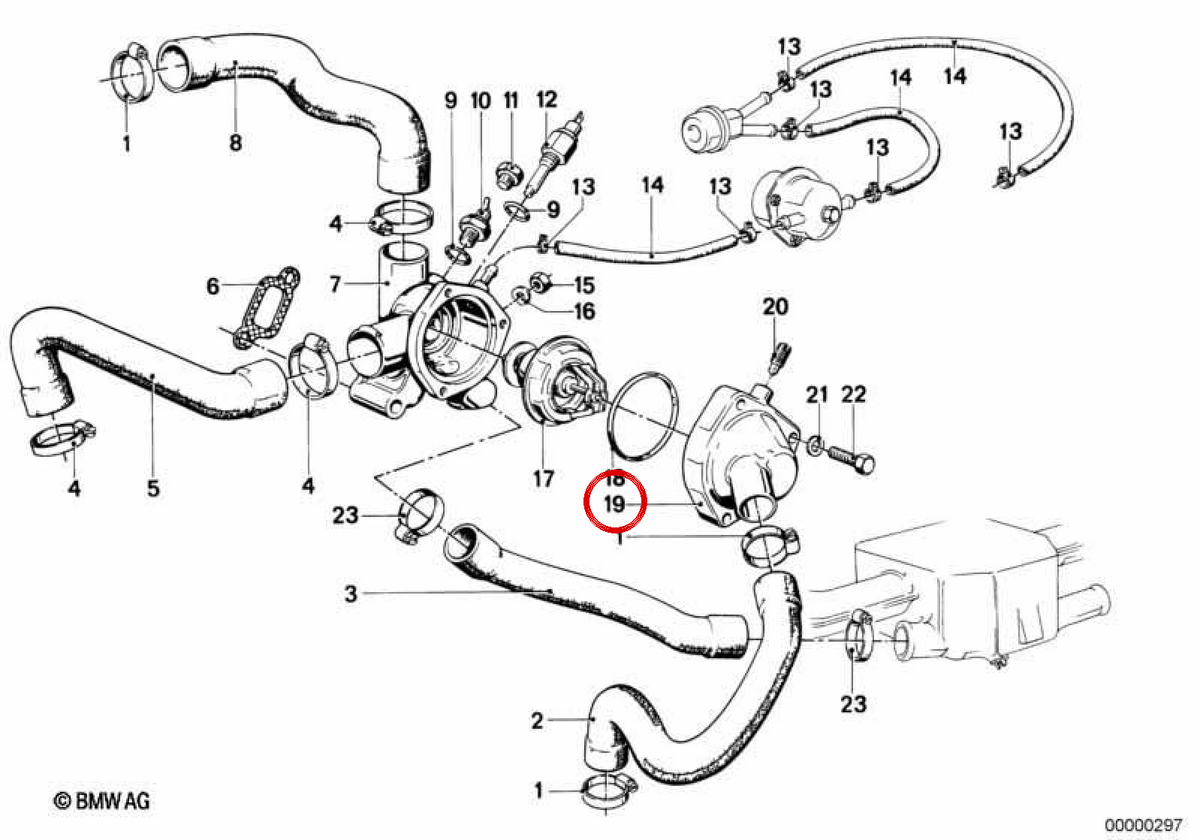 Termostato OEM 11531265059 per BMW E21, E30, E12, E28, E34, Z1. BMW originale.