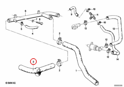 OEM -Kühlsystemschlauch 11531266137 für BMW E12, E24, E23. Original BMW.