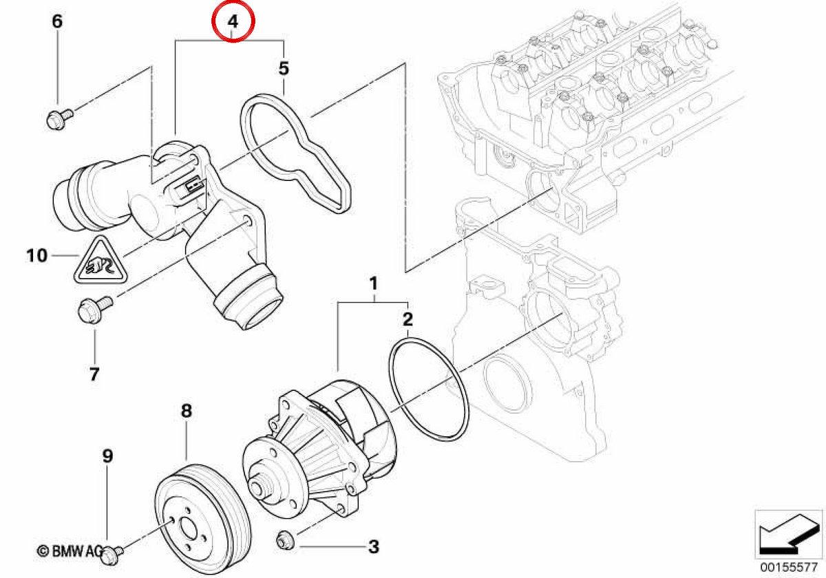 Boîtier de thermostat avec thermostat OEM 11531437040 pour BMW E36, E46, E39, E60, E61, E38, E65, E66, E83, E53, Z3, E85. BMW d'origine.