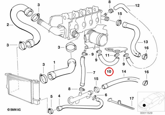 Mangueira de refrigerante OEM 11531739559 para BMW E36, E34. BMW genuíno.