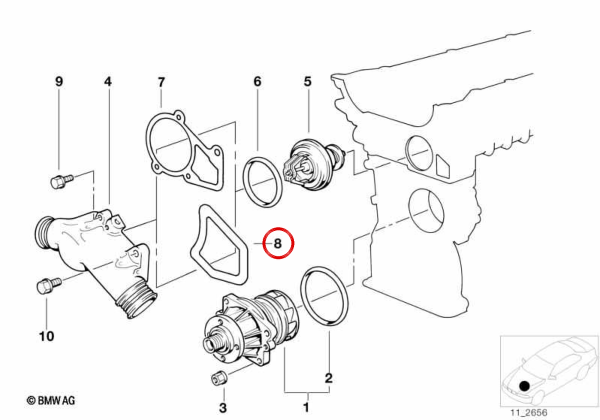 Scheda di profilo per BMW E36, E34, E39, E38 (OEM 11531740437). BMW originale