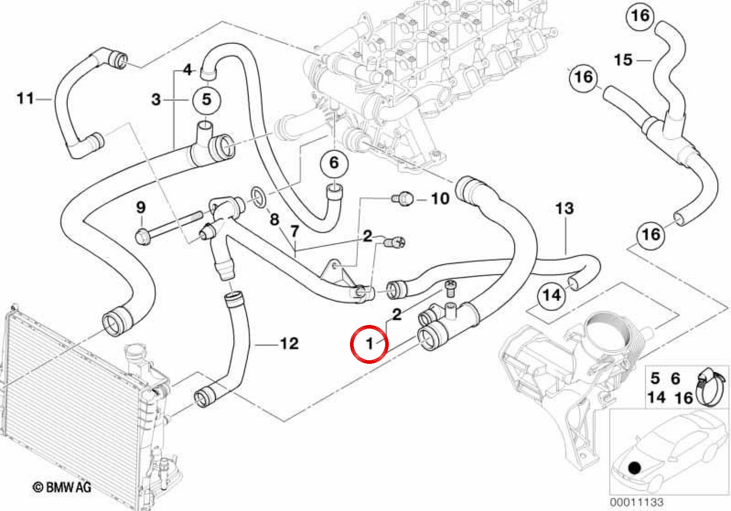 OEM Wasserschlauch Schlauch 11532247307 für BMW 3er E46 318d, 320d. Original BMW.