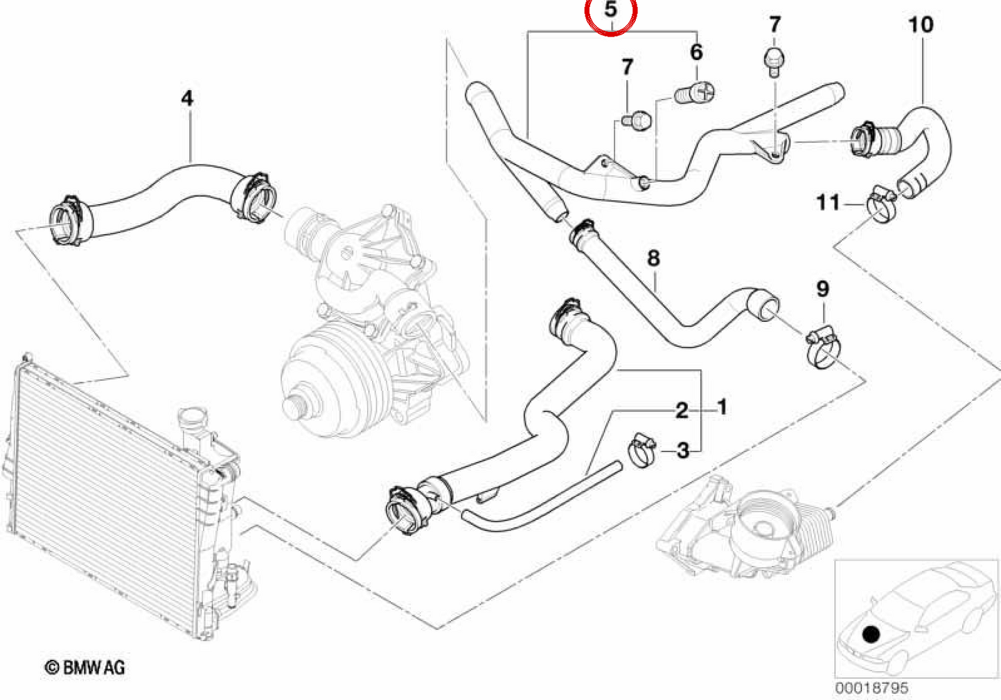 OEM Rücklaufrohr 11532247681 für BMW E46, E39, E38. Original BMW.