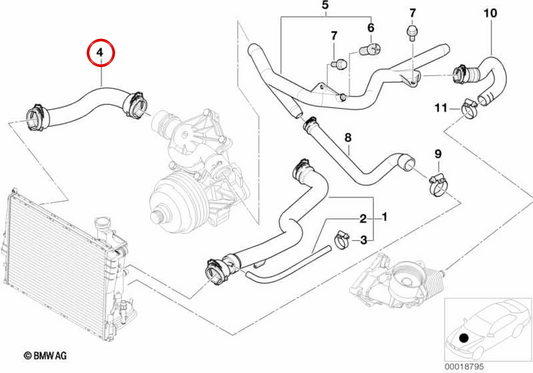 Tuyau d'eau OEM 11532248865 pour la série BMW 5 E39. Pièce BMW originale.
