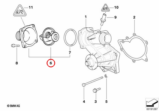 Thermostat OEM 11532466479 für BMW E31, E32, E34, E38, E39. Original BMW.