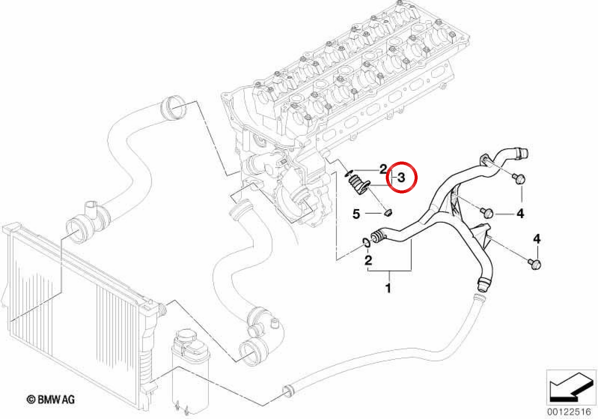 Tapón de cierre OEM 11537519733 para BMW E60, E61, E65, E66. Original BMW.