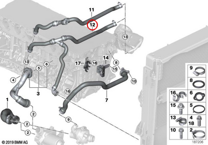 Tuyau d'échangeur de chaleur à moteur à l'huile 11537526941 pour BMW E81, E82, E87, E88, E90, E91, E92, E93, E60, E84, E89. BMW d'origine.