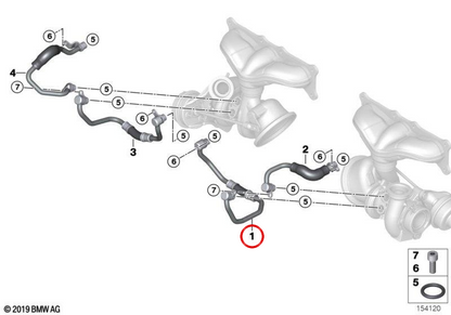 Kühlrohr für Turbokompressor OEM 11537563706 für BMW E71, E70, E60, E61, E90, E91, E92, E93. Original BMW.