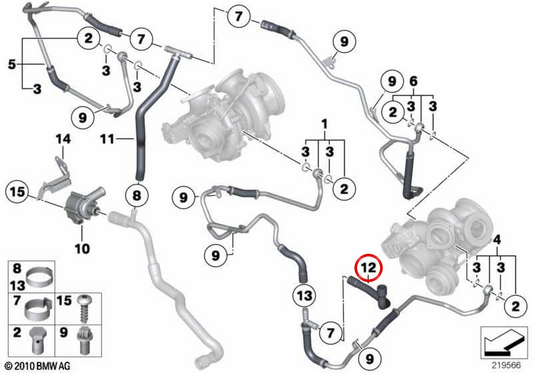 Mangueira de refrigerante OEM 11537605029 para BMW F01, F02. BMW genuíno.