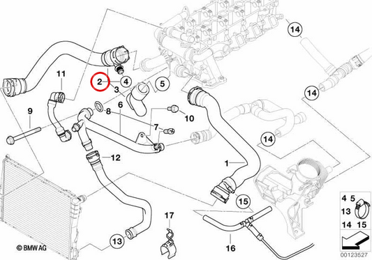 Tubo del refrigerante OEM 11537785148 per BMW E39. BMW originale.