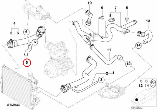 Système de réfrigération OEM tuyau 11537785714 pour BMW E46, E39, E38. BMW d'origine.