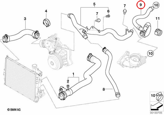 Troie d'acqua per la serie BMW 3 E46 (OEM 11537787405). BMW originale
