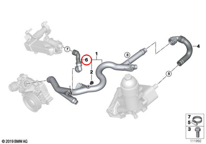 Kühlschlauch für das EGR -Ventil 11537792622 für BMW E87, E46, E90, E91, E92, E93, E60, E61, E63, E64, E65, E66, E83, E53, E70, E71. Original BMW.
