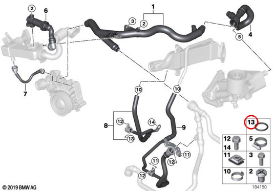 O-Ring (O-Ring) OEM 11537808102 für BMW F20, F21, F40, F52, F22, F23, F44, F45, F46, G42, F30, F31, F34, G20, G21, G28, F32, F33, F36, G22, G23, G26, F07, F10, F11, G30, G31, G60, G61, F06, F12, F13, G32, F01, F02, G11, G12, G70, G14, G15, G1