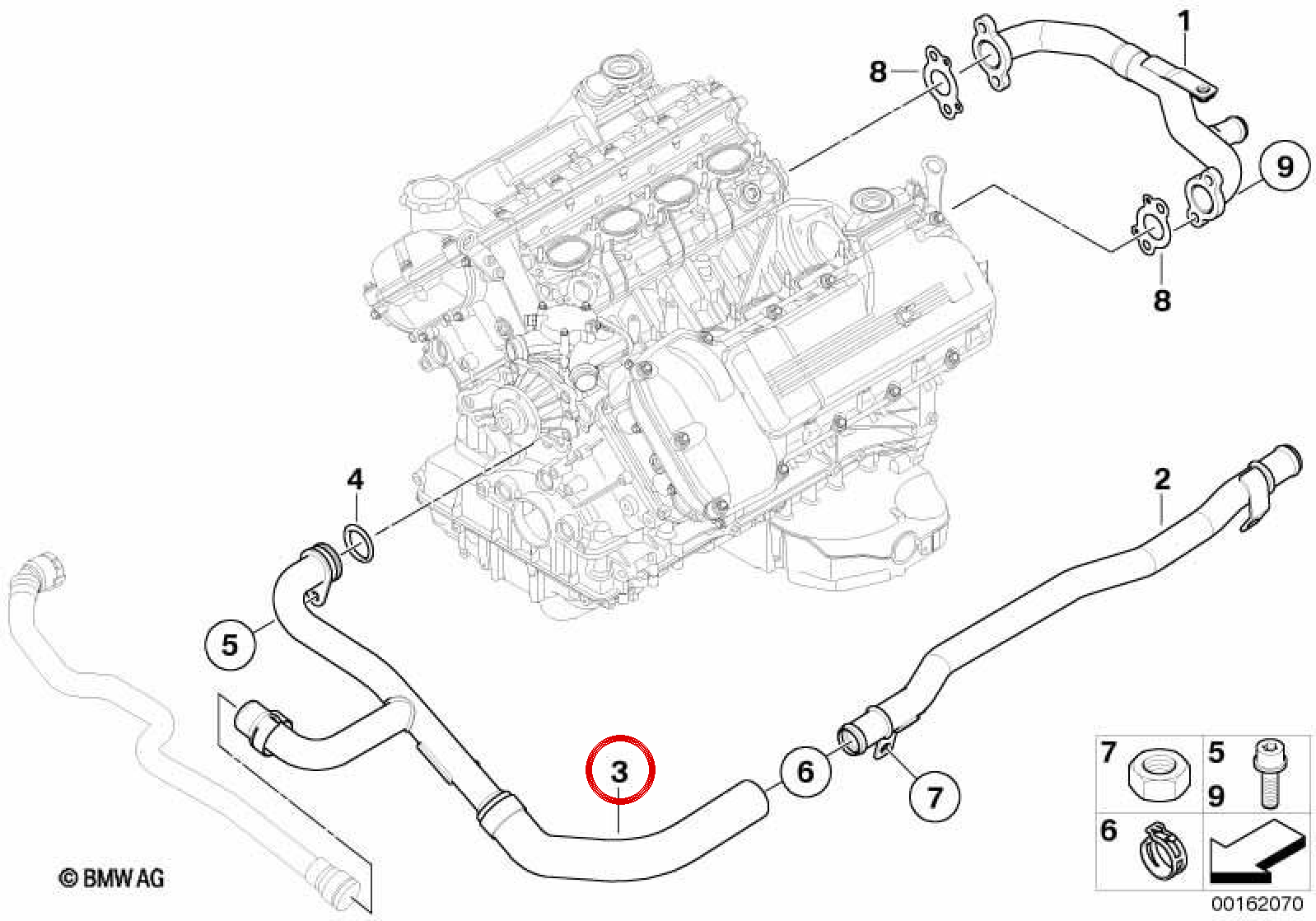 HEATING RETURN OEM 11537838775 for BMW E90, E92, E93. Original BMW.