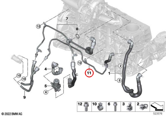 Tubo do módulo de medição SCR com termostato OEM 11537926024 para BMW G01, G02, G05, G06, G07. BMW genuíno.
