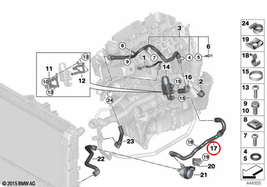OEM 11538514442 TUBO POMPA DI ACQUA ELETTRICA PER BMW F25, F26. BMW originale.