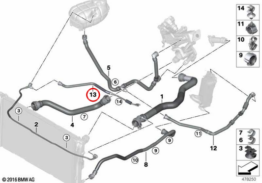 OEM COLATA TUBE 11538514453 for BMW F20, F21. Original BMW.
