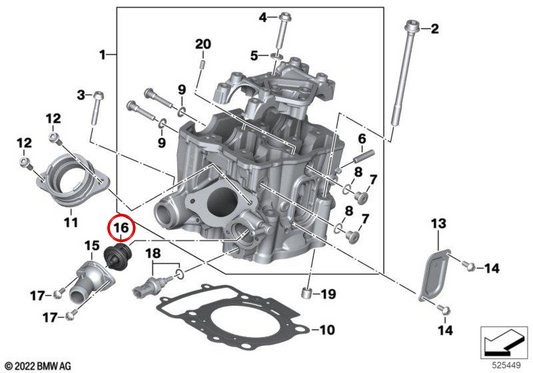 Termostato OEM 11538562895 para motocicletas BMW G 310 R, G 310 GS, G 310 RR. Originais BMW Motorrad.