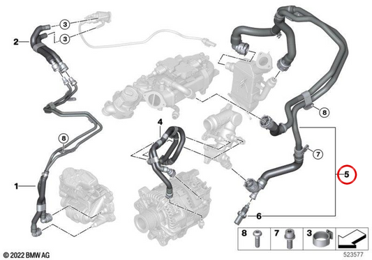 High Pressure Pressure Agr - Low AGU pressure 11538596395 for BMW G20, G21, G22, G23, G30, G31, G32, G11, G12, G14, G15, G16, G01, G02, G05, G06, G07. Original BMW.