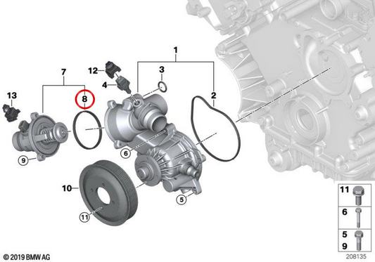 Junta tóricas OEM 11538632664 para BMW F87, G87, F80, G80, G81, F82, F83, G82, G83, E60, E61, F07, F10, F11, F90, G30, G31, G90, F06, F12, F13, E65, E66, F01, F02, F04, G11, G12, G70, F91, F92, F93, G14, G15, G16, F97, F98, E53, E70, F15, G05, F85,