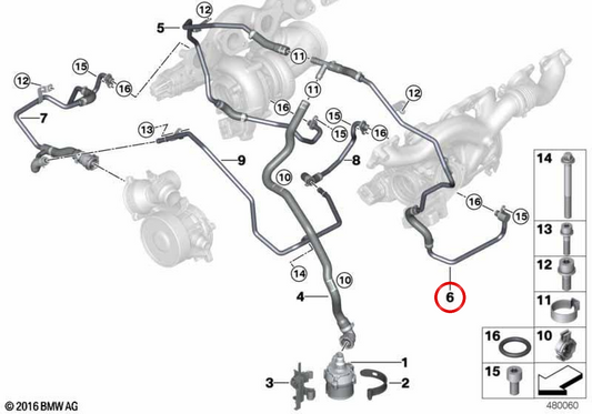 Pipe de réfrigérant OEM 11538654391 pour BMW G12. BMW d'origine.