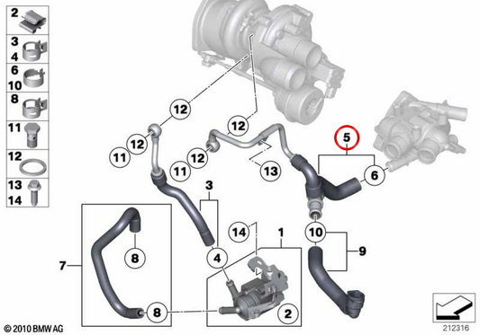 Tuyau de retour de liquide de refroidissement OEM 11539845352 pour MINI R56 LCI, Clubman R55 LCI, Cabrio R57 LCI, Coupé R58, Roadster R59, Countryman R60, Paceman R61. MINI d'origine.