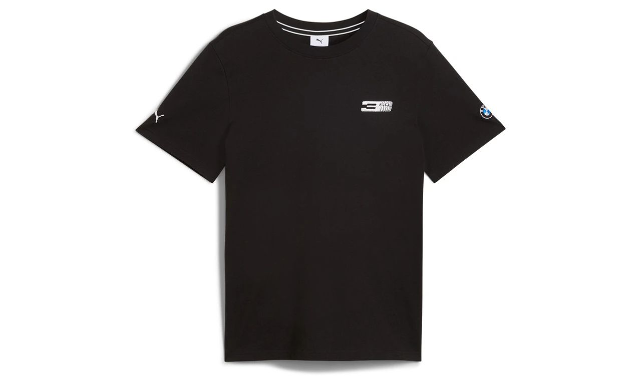 T-shirt grafica unisex 3 per BMW, collezione 50 Years Series 3, nero/beige, taglie XS-XXL. Valido per BMW. BMW originale.