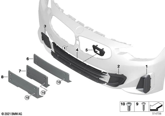 Grade de entrada de ar central para BMW Série 2 G42 (OEM 51118497284). BMW original