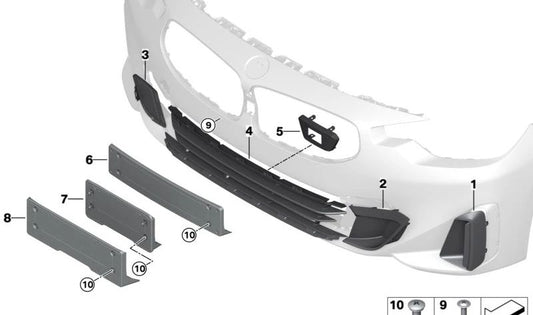Support avant pour l'enregistrement OEM 51118497311 pour les modèles BMW G42 (218i, 220d, 220i, 230i) de 2021 à 2029. Compatible avec les versions américaines / jap. BMW d'origine.