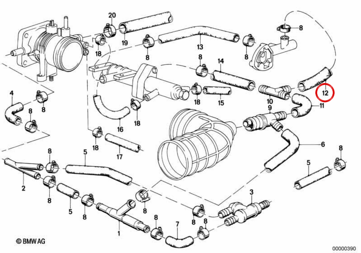 OEM -Eintrittshülle 11611284660 für BMW E30, E28. Original BMW.