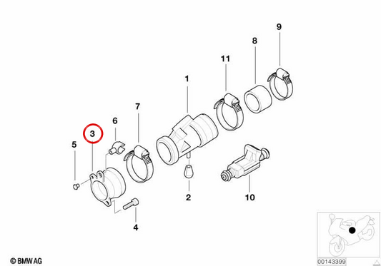 Ansaugstutzen links OEM 11611340769 für BMW R 850, R 1100, R 1150, R 1200 C, R 1200 CL Motorräder und weitere. Original BMW Motorrad.