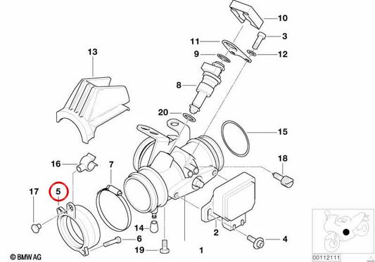 Ansaugstutzen rechts OEM 11611340770 für BMW Motorräder R850, R1100, R1150, R1200 C und R1200 CL … und mehr. Original BMW Motorrad.