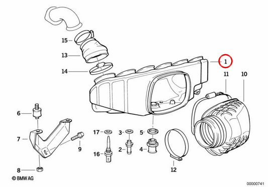 Collettore di ammissione OEM 11611401116 per BMW E36, Z3. BMW originale.