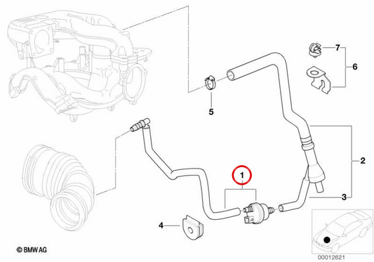 OEM -Luftschneidventil 11611435988 für BMW E46. Original BMW.