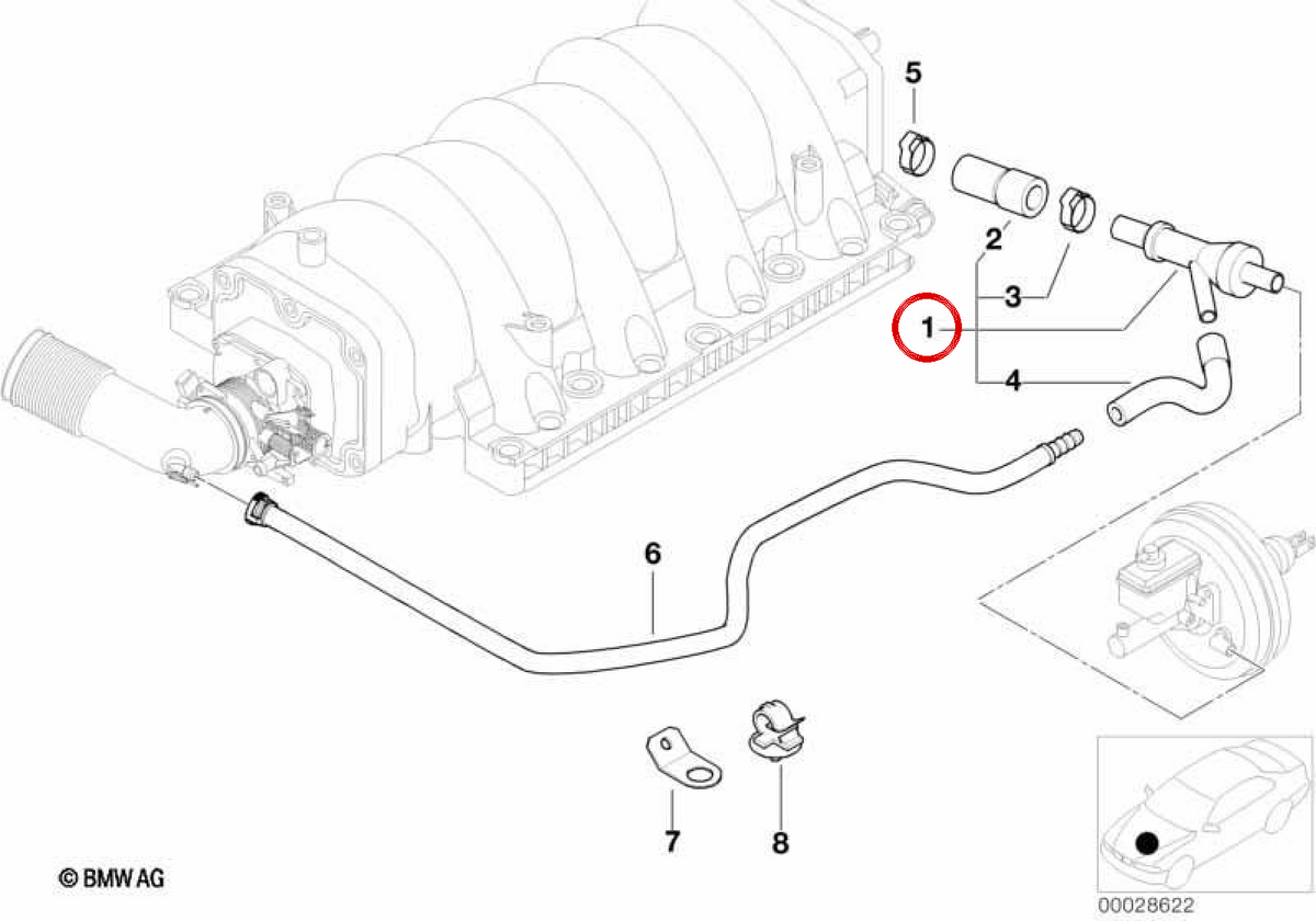 Pompa del vuoto OEM 11611440135 per BMW E39, E38, E53, E52. BMW originale.