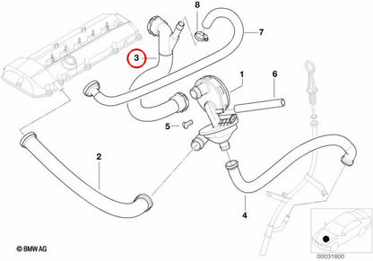 Tubería de conexión OEM 11611440317 para BMW E46, E39, E38. Original BMW.