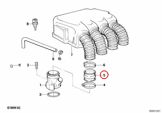 OEM -Eintrittshülle 11611461739 für BMW Motorrad K1, K100LT, K100RS, K100RT, K1100LT, K1100RS. Originaler BMW Motorrad.