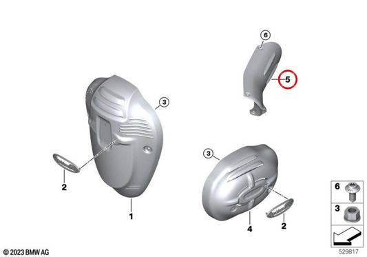 Copri tubo di aspirazione Aero sinistro OEM 11611542413 per BMW Motorrad R 18, R 18 Classic, R 18 Roctane, R 18 B, R 18 Transcontinental. BMW Motorrad originale.